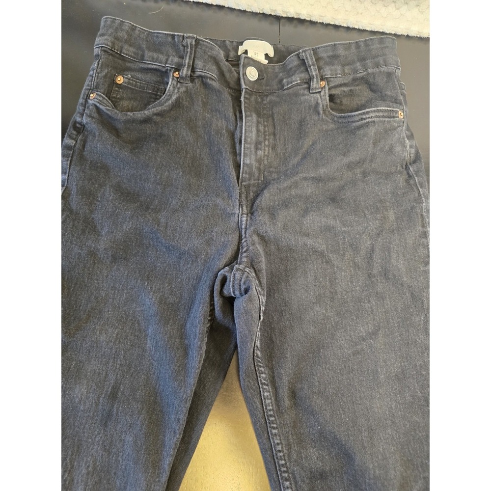H&M Black High Waisted Skinny Jeans Women's Size 14 Stretch Denim Washed Black